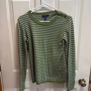 Vintage Tommy Hilfiger Green and Gray Preppy Striped Lightweight Sweater size XS